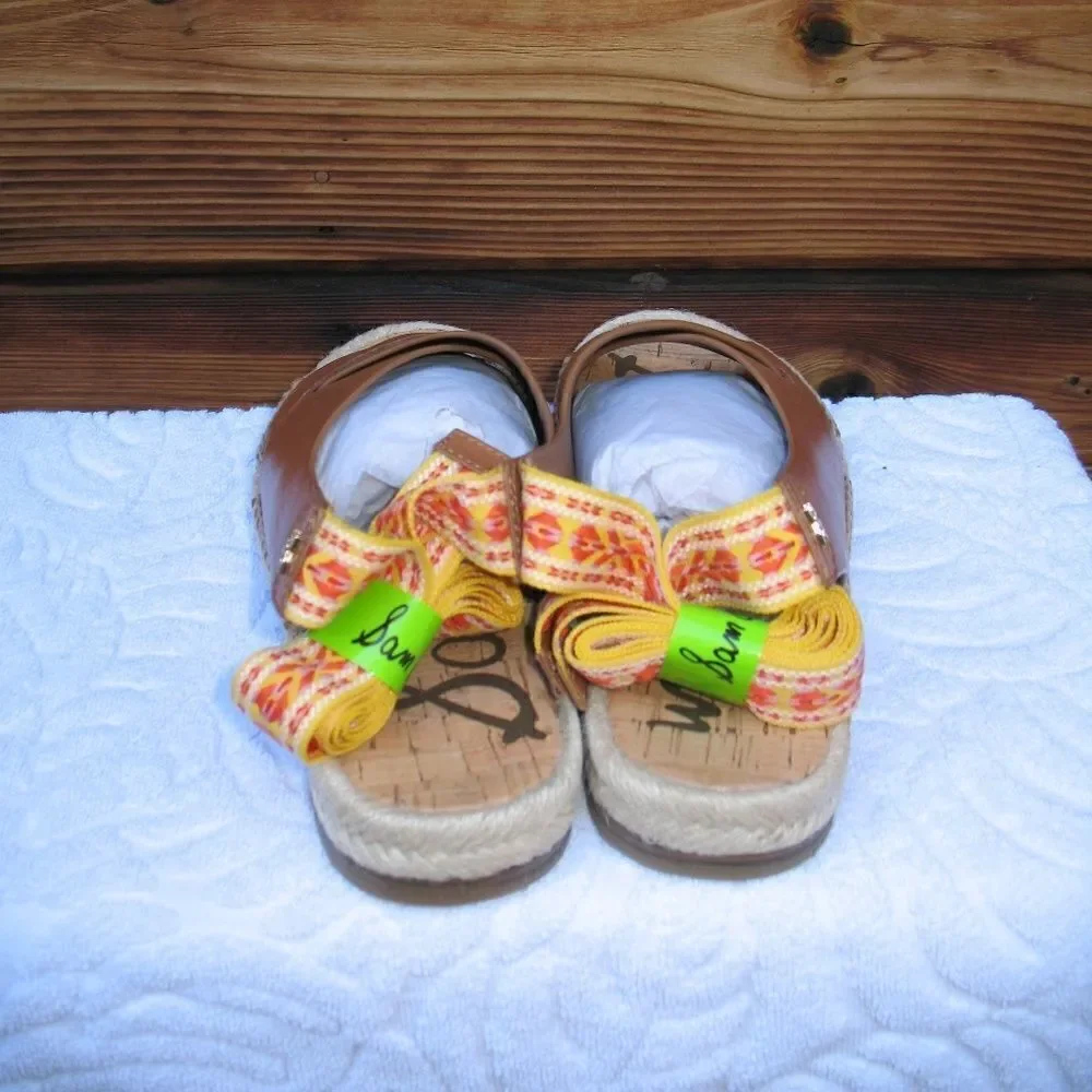 Sam Edelman 7 Womens Brown Leather Espadrilles Sandals Shoes
